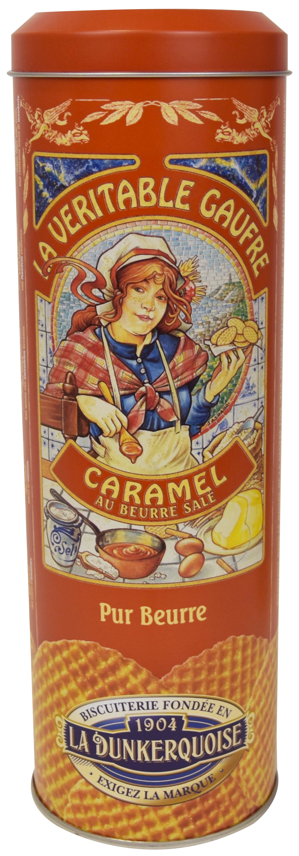 La Dunkerquoise - Tubo Gaufres Fines Caramel Beurre Salé 400g - La Dunkerquoise