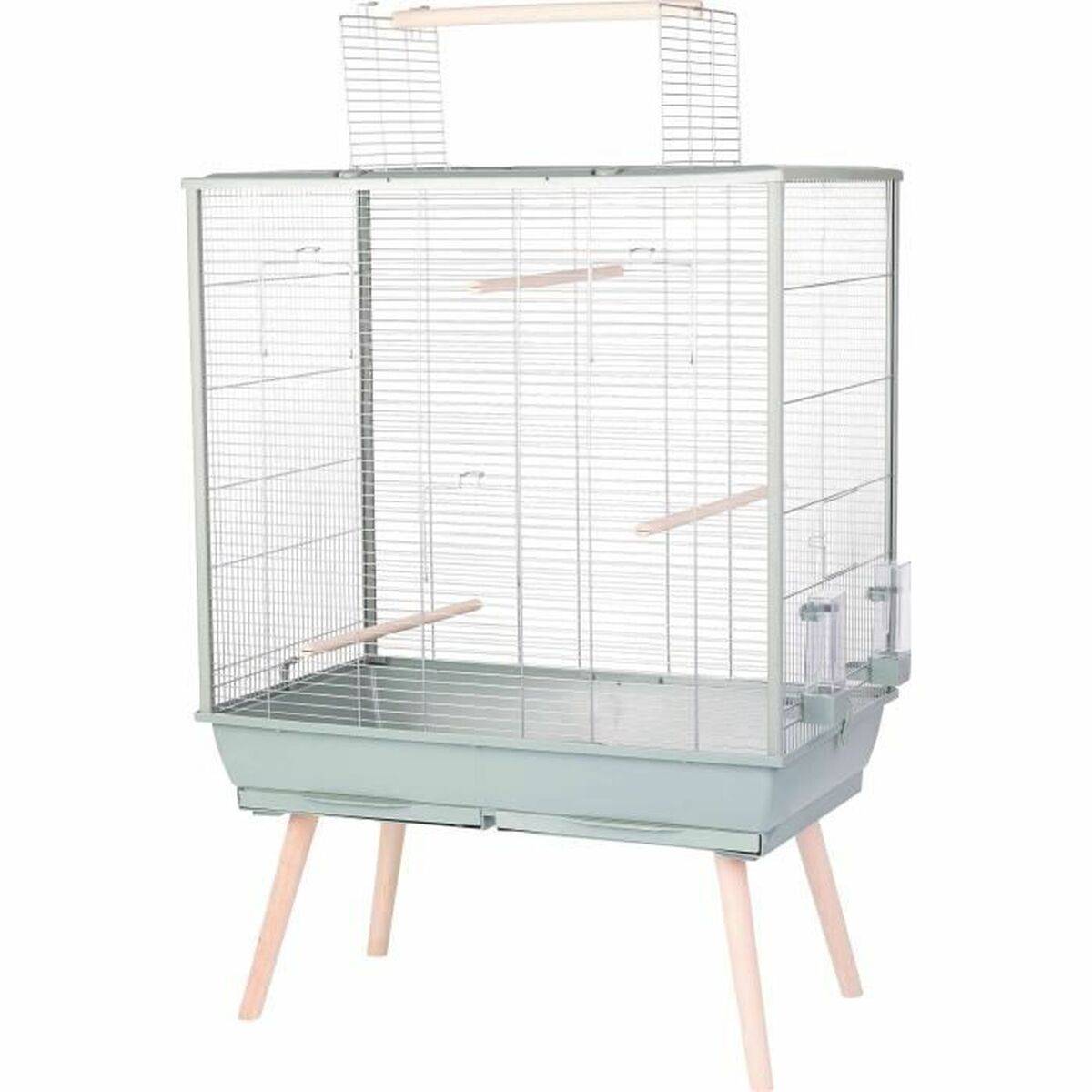 Cage surélevée en métal pour perruche L.81 cm l.48 cm H.130 cm vert - Zolux