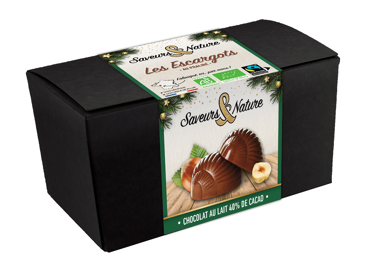 Saveurs et Nature - Ballotin d'escargots au praliné chocolat lait 140 g - Saveurs et Nature
