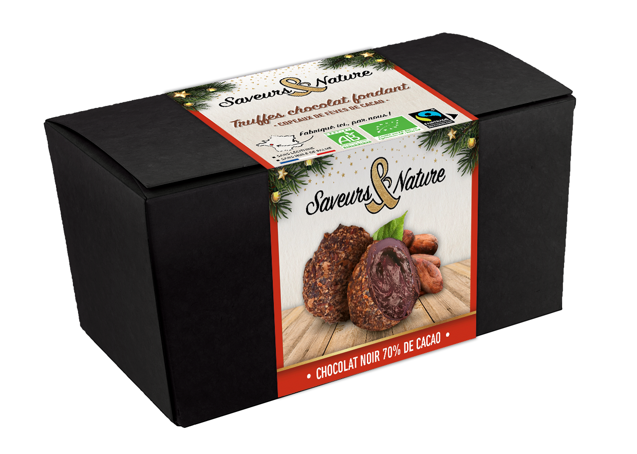 Saveurs et Nature - Truffes chocolat fondant et copeaux de fèves de cacao 140 g - Saveurs et Nature - Image 1