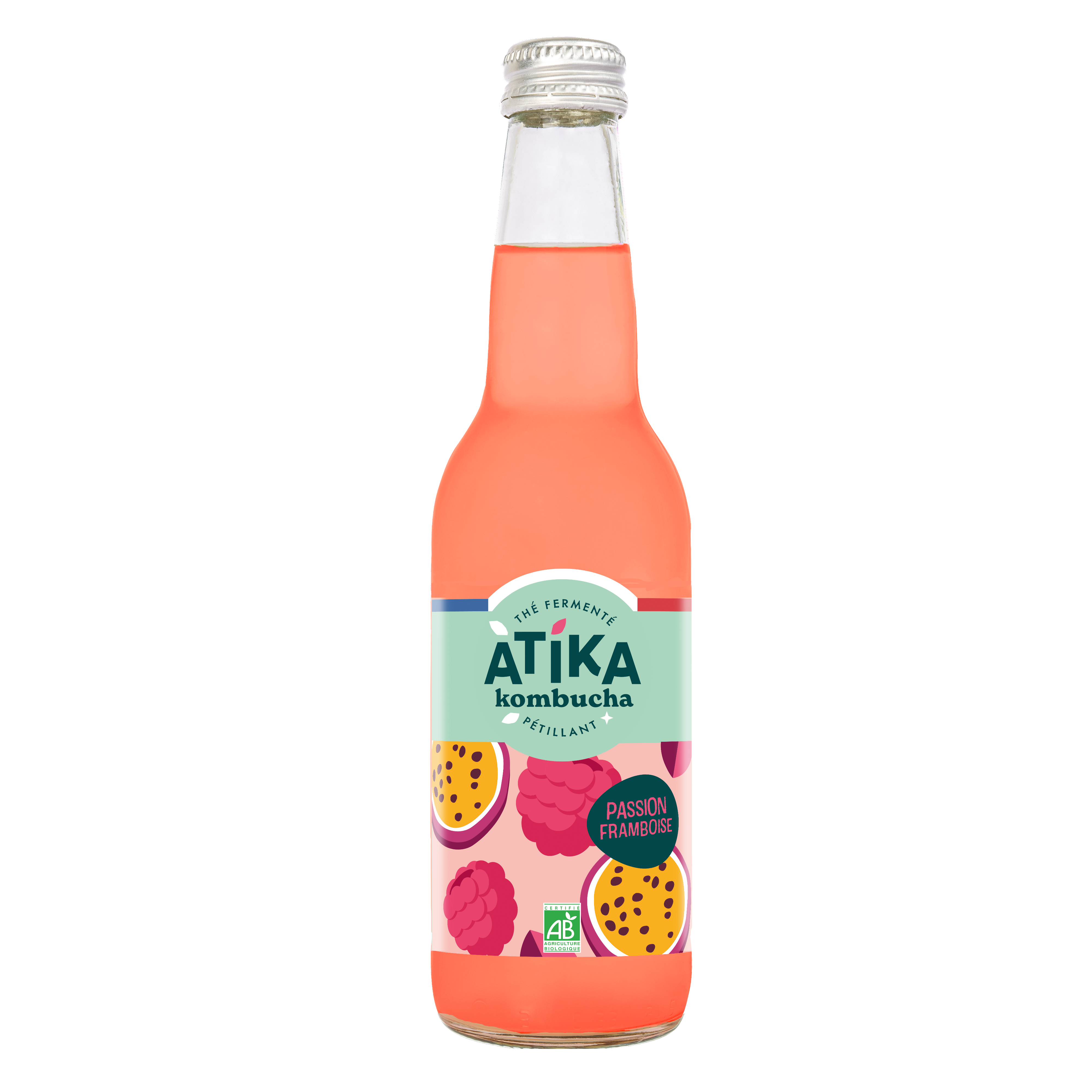 Atika - Kombucha Passion Framboise Bio 33 cl - Atika
