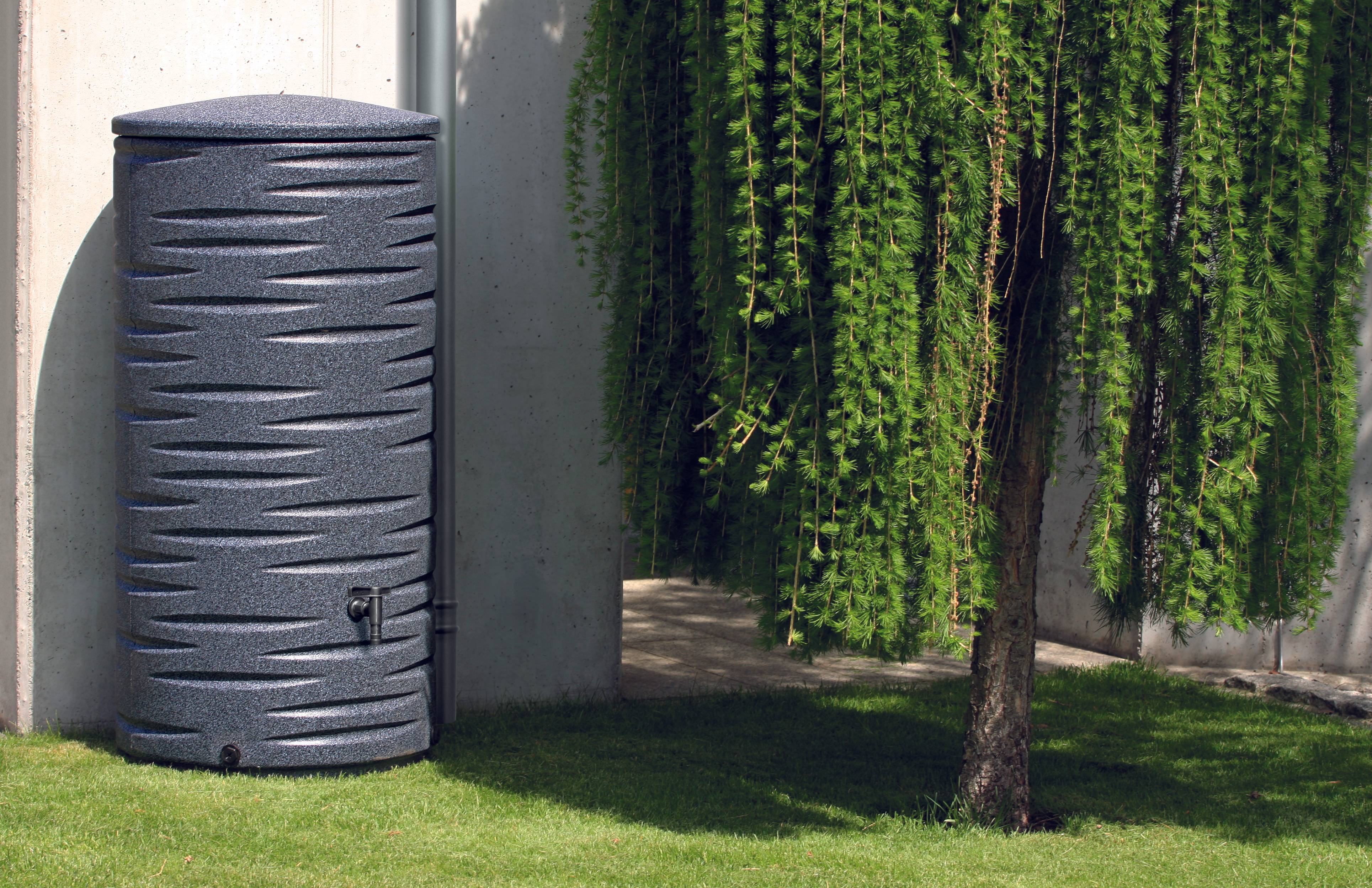 Sans Marque - Récupérateur d'eau de pluie 290L robinet inclus cylindrique effet granit - Image 1
