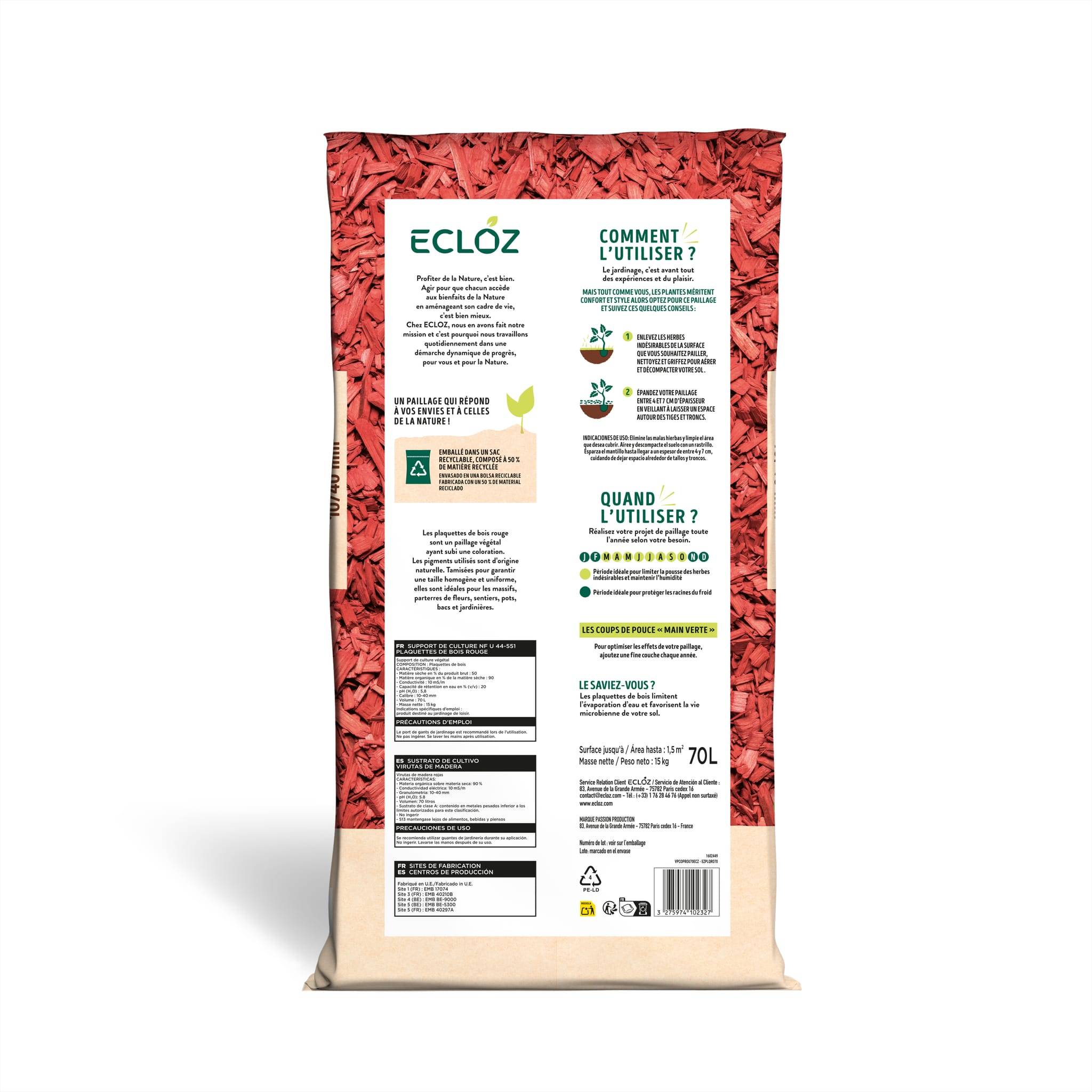 Ecloz - Plaquettes de bois rouge 70 L - Calibre 10/40 mm - ECLOZ - Image 4