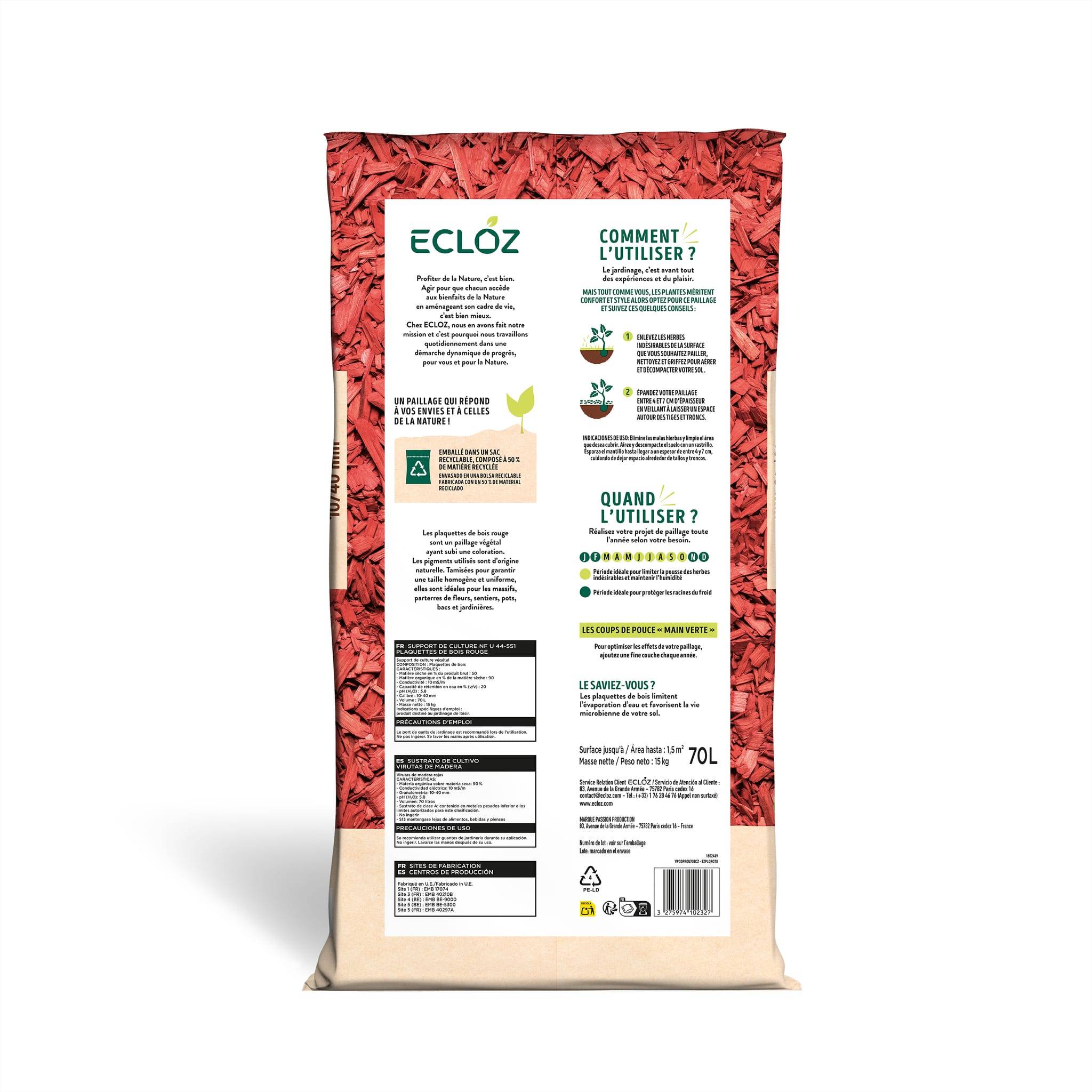 Ecloz - Plaquettes de bois rouge 70 L - Calibre 10/40 mm - ECLOZ - Image 2