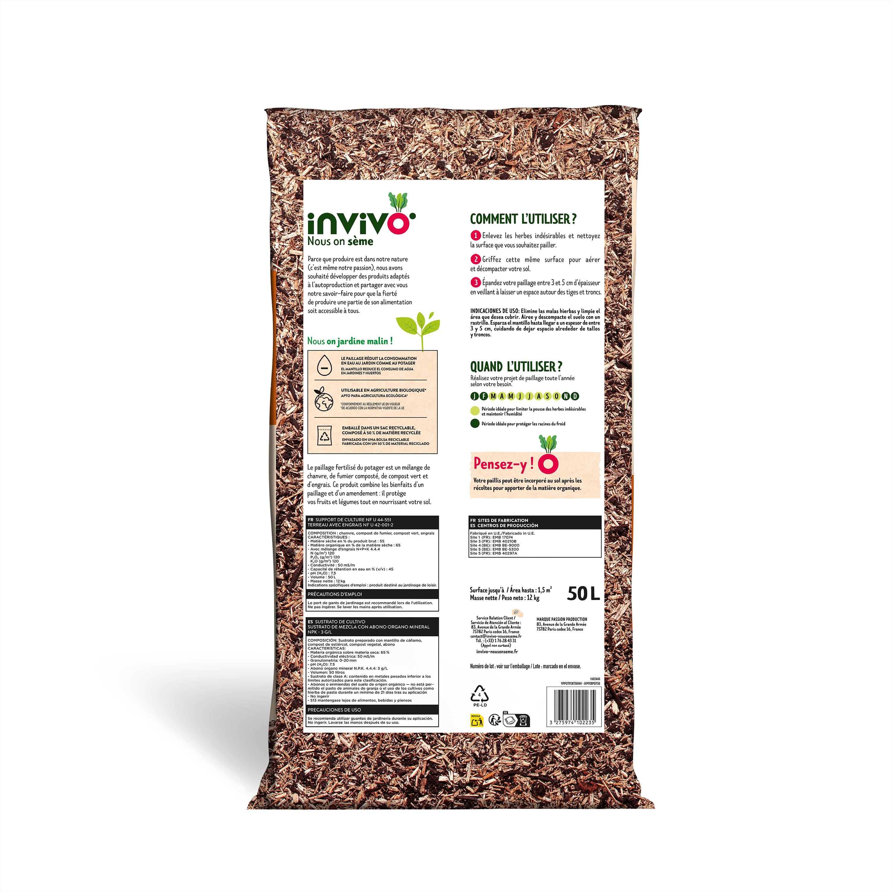 Invivo Nous On Sème - Paillage fertilisé du potager 50L - INVIVO Nous on sème - Image 2