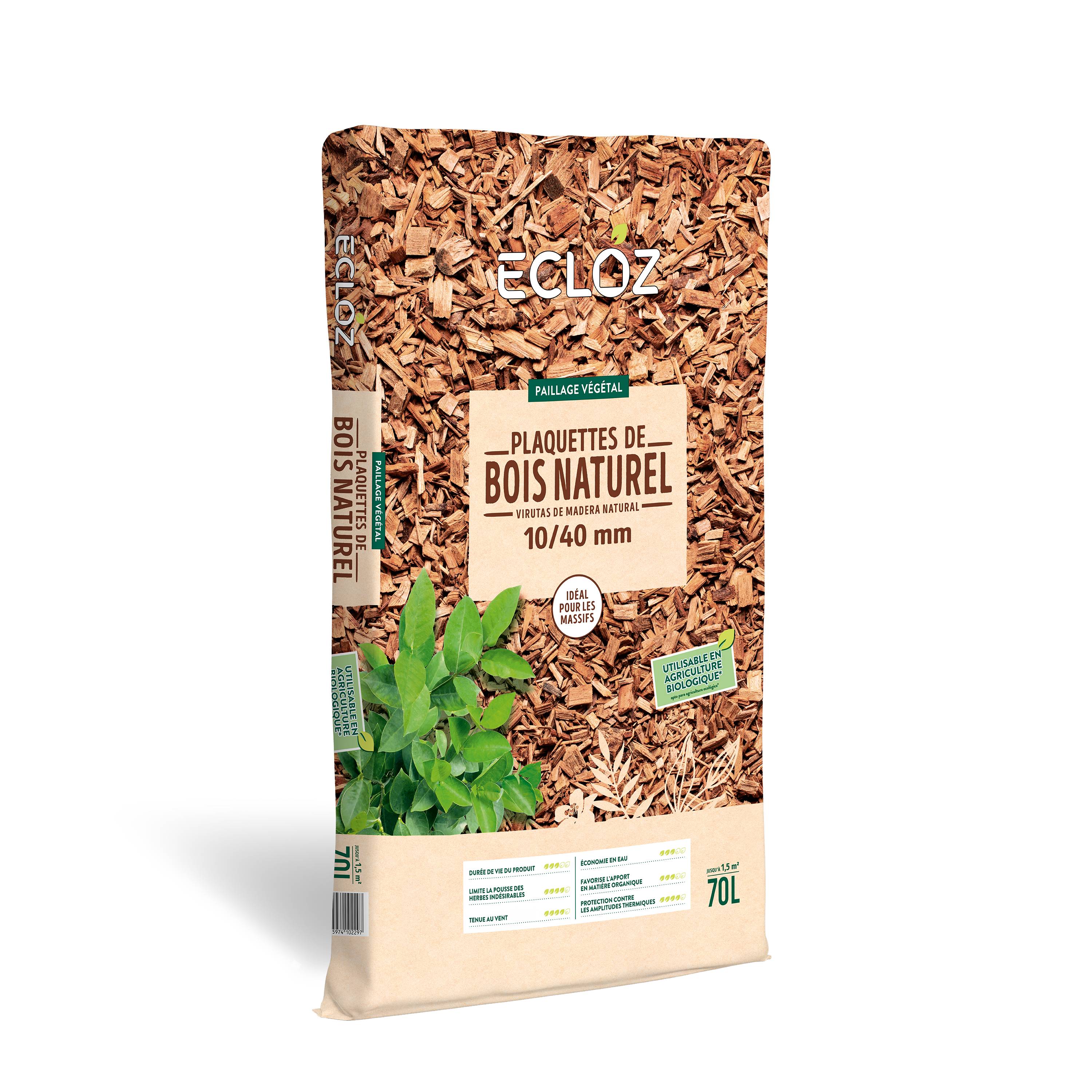 Ecloz - Plaquettes de bois naturel 70 L - Calibre 10/40 mm - ECLOZ