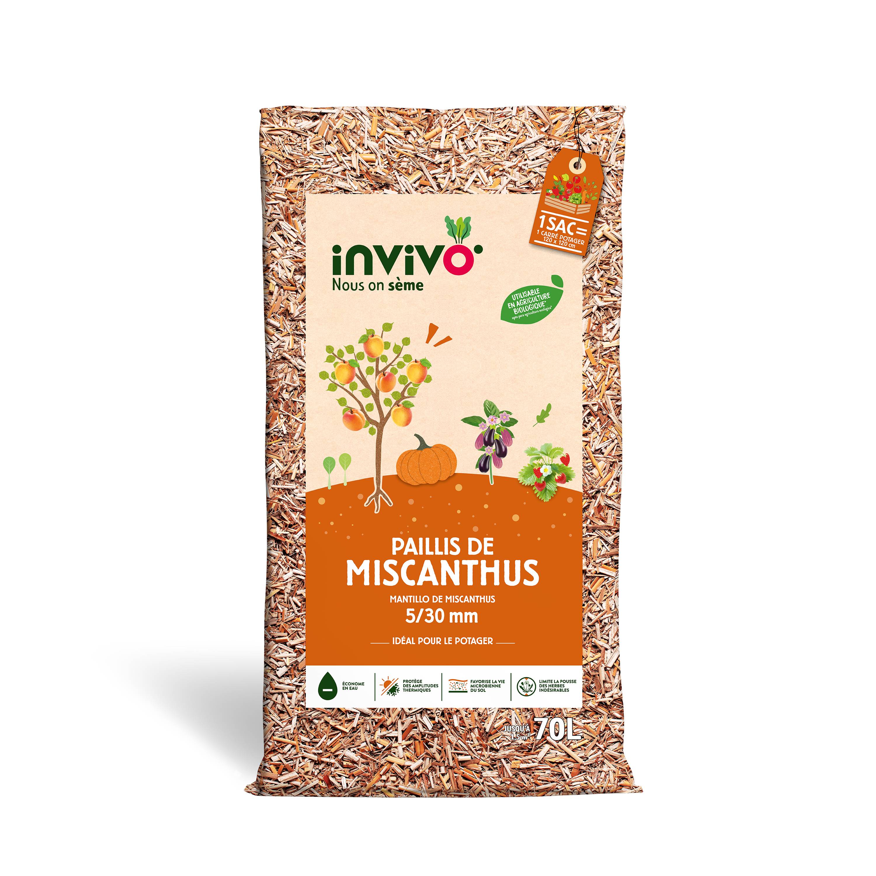 Invivo Nous On Sème - Paillis de miscanthus 70L - Calibre 5/30 mm - INVIVO Nous on sème - Image 2