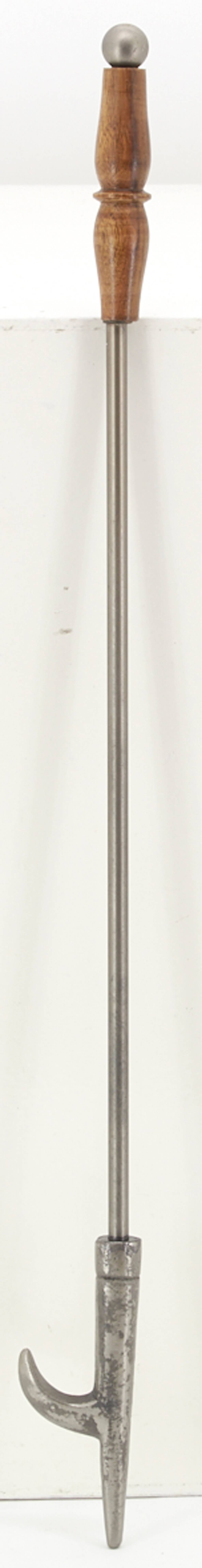 Valet de cheminée en étain et bois gris naturel L.17 cm l.17 cm H.64 cm - Aubry gaspard - Image 6