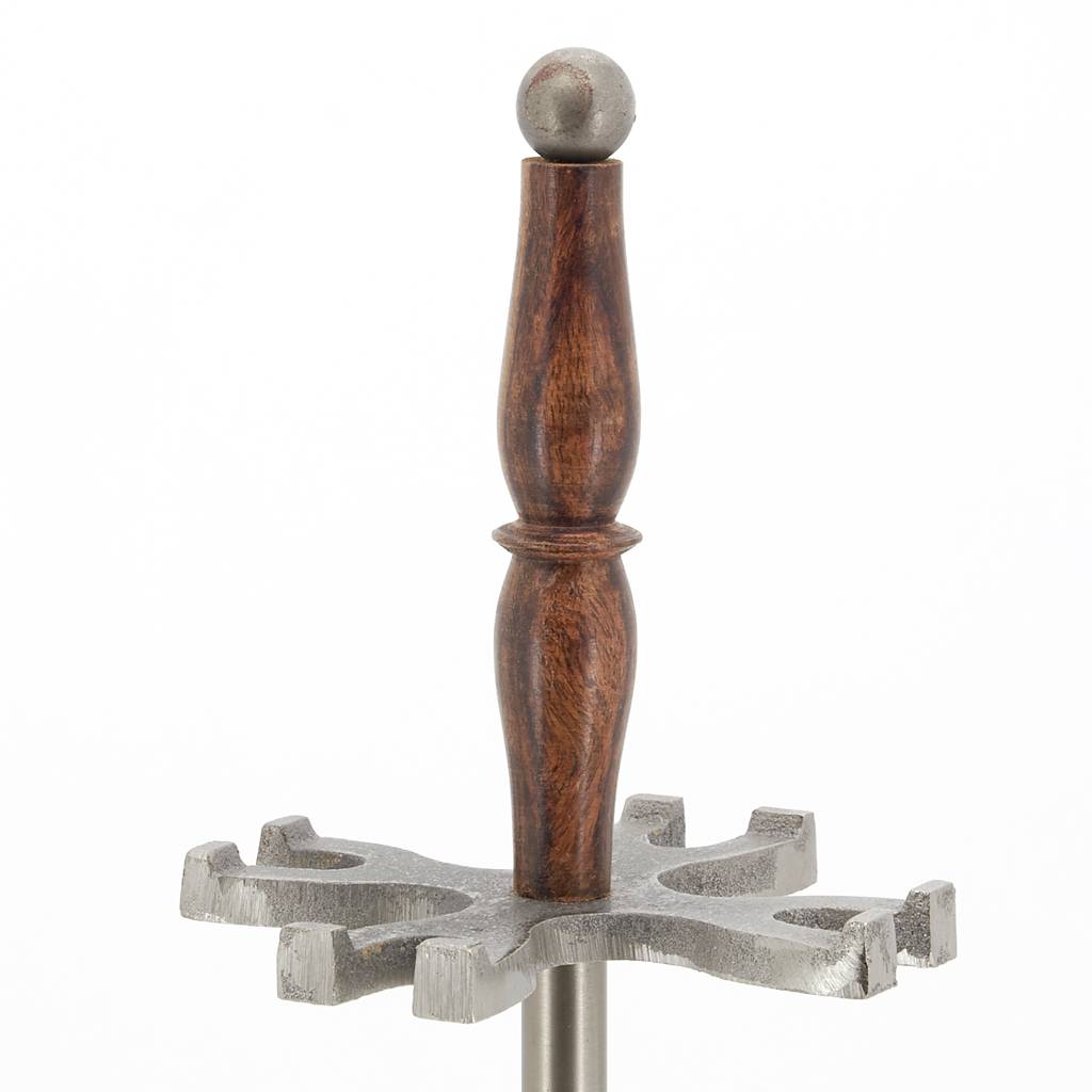 Valet de cheminée en étain et bois gris naturel L.17 cm l.17 cm H.64 cm - Aubry gaspard - Image 2