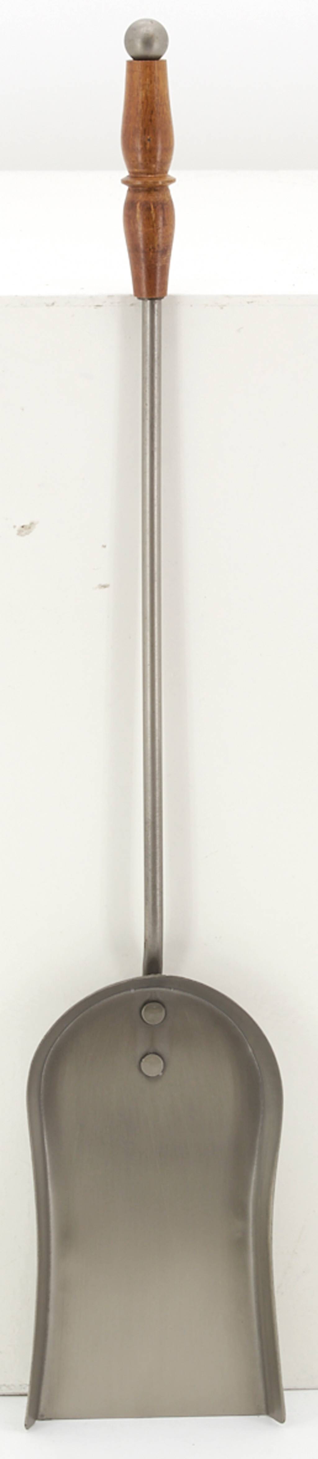 Valet de cheminée en étain et bois gris naturel L.17 cm l.17 cm H.64 cm - Aubry gaspard - Image 5