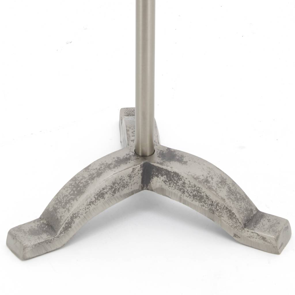 Valet de cheminée en étain et bois gris naturel L.17 cm l.17 cm H.64 cm - Aubry gaspard - Image 7