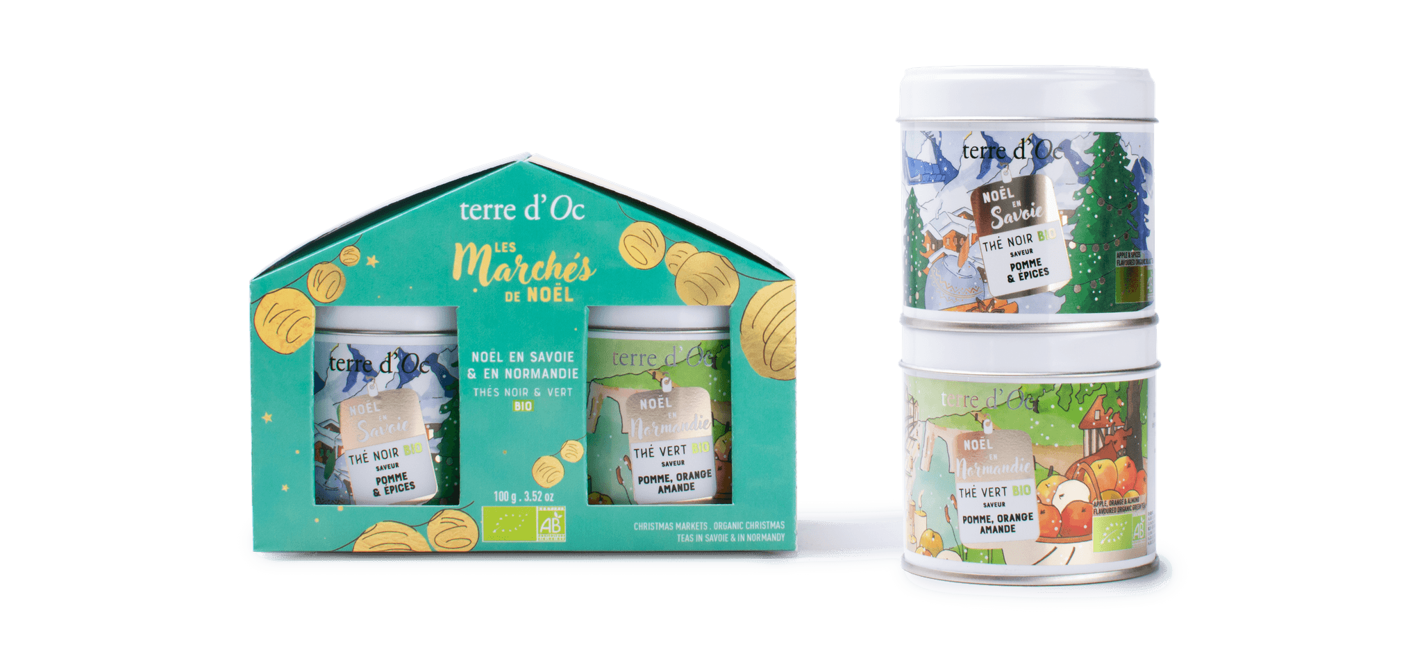 Coffret duo de thés Bio Savoie et Normandie 100g - Terre d'Oc