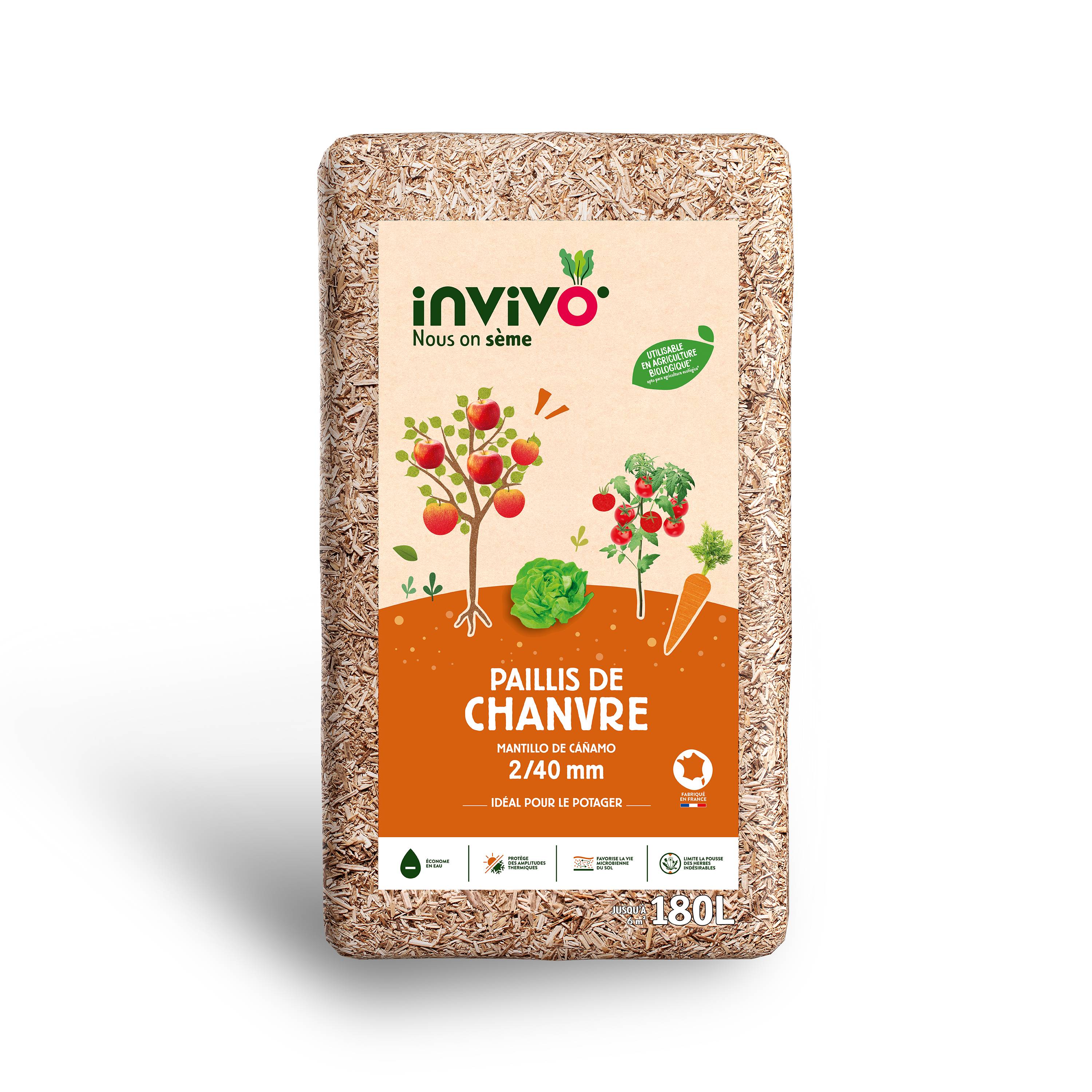 Invivo Nous On Sème - Paillis de chanvre 180L - Calibre 2/40 mm - INVIVO Nous on sème - Image 3