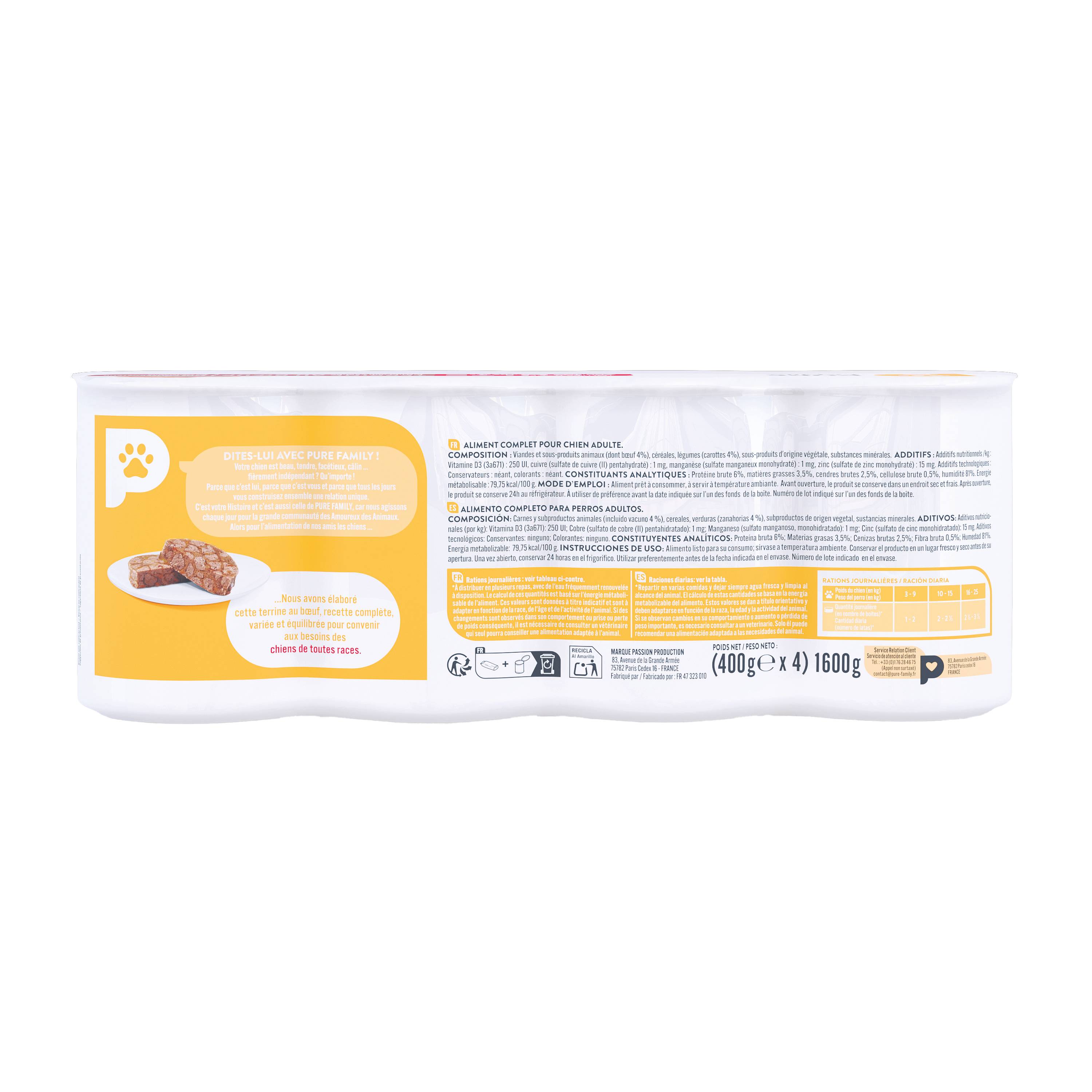 Pure Family - Terrine pour chien au bœuf et à la carotte 400 g x 4 - PURE FAMILY - Image 5