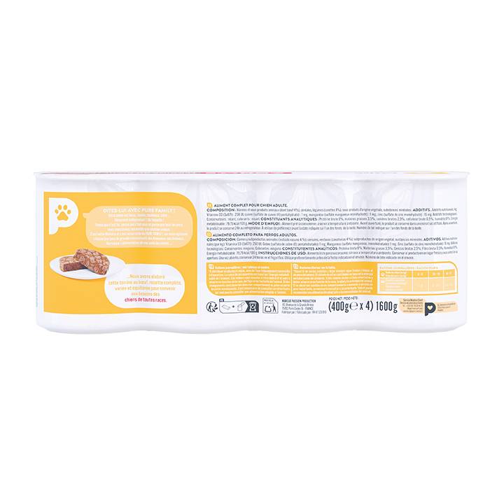 Pure Family - Terrine pour chien au bœuf et à la carotte 400 g x 4 - PURE FAMILY - Image 9