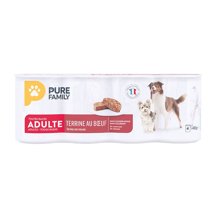 Pure Family - Terrine pour chien au bœuf et à la carotte 400 g x 4 - PURE FAMILY - Image 8