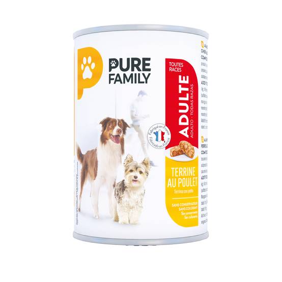Pure Family - Pâtée terrine pour chien au poulet 400 g x 4 - PURE FAMILY - Image 1