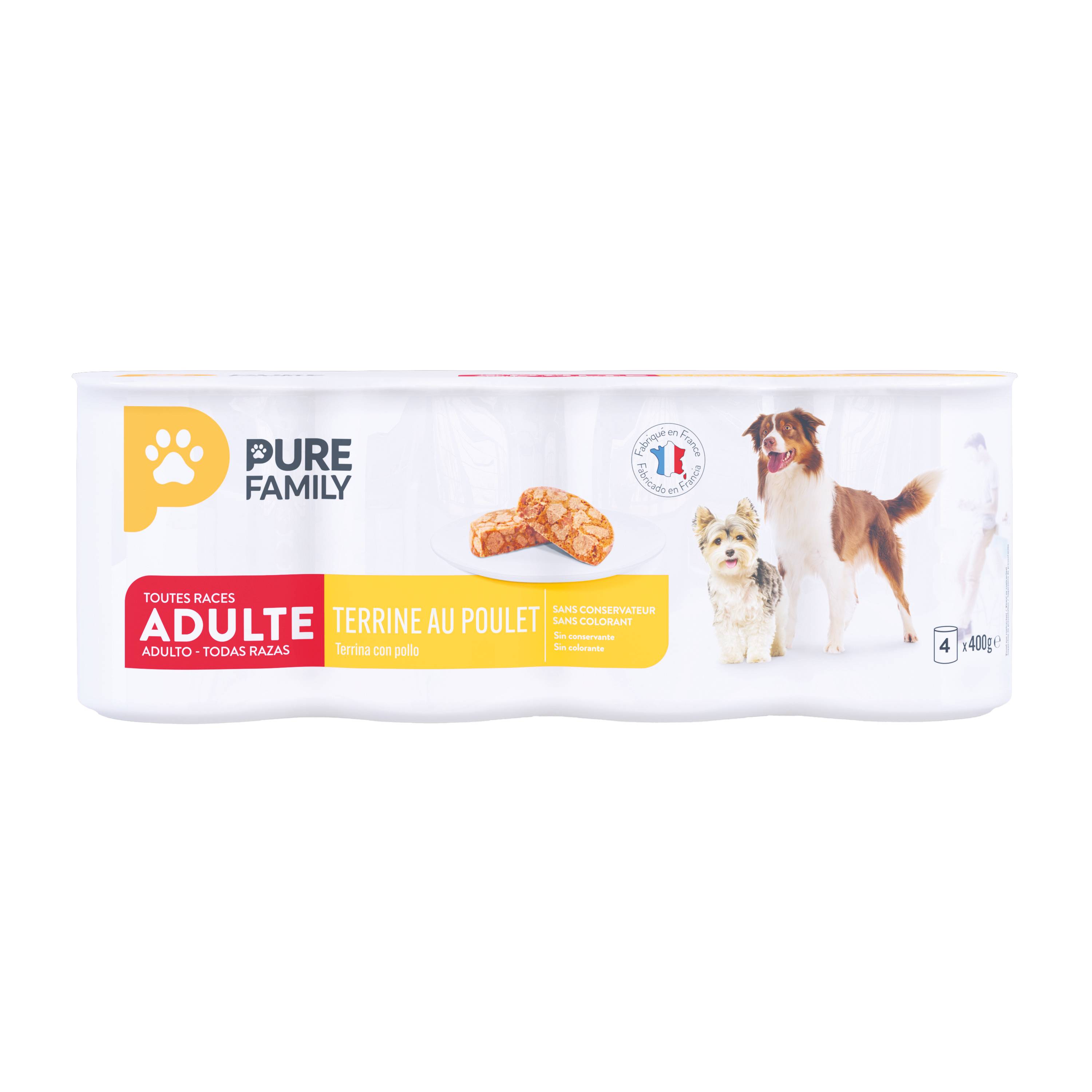 Pure Family - Pâtée terrine pour chien au poulet 400 g x 4 - PURE FAMILY - Image 3