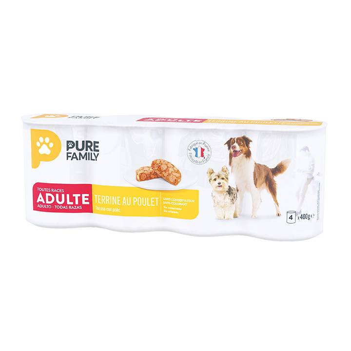 Pure Family - Pâtée terrine pour chien au poulet 400 g x 4 - PURE FAMILY - Image 8