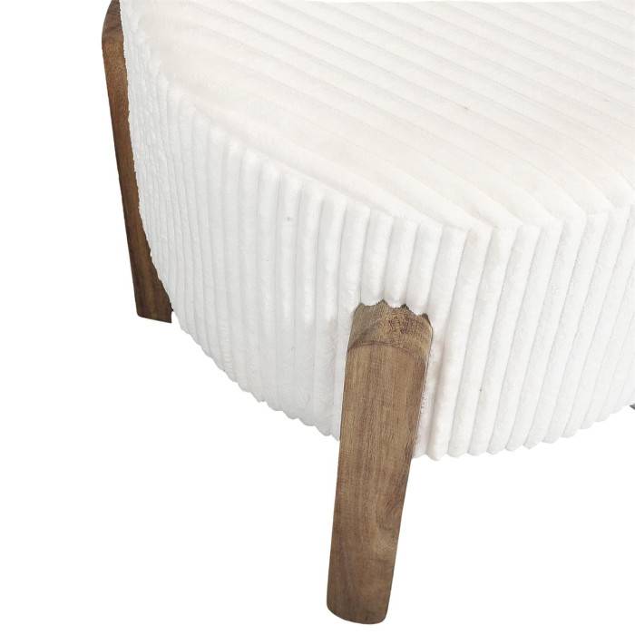 Tabouret côtelé Scott en velours beige Ø35.5 cm H.35 cm - Home deco factory - Image 2