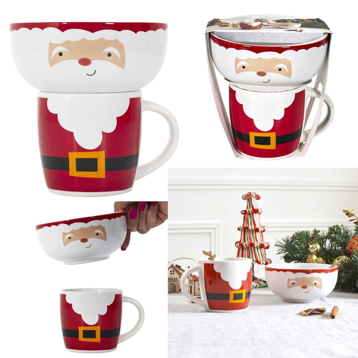 No Name - Bol et mug de Noël dolomite rouge Ø13.5 cm H.14.3 cm