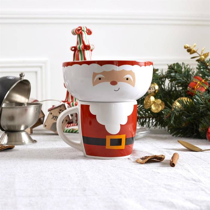No Name - Bol et mug de Noël dolomite rouge Ø13.5 cm H.14.3 cm - Image 7