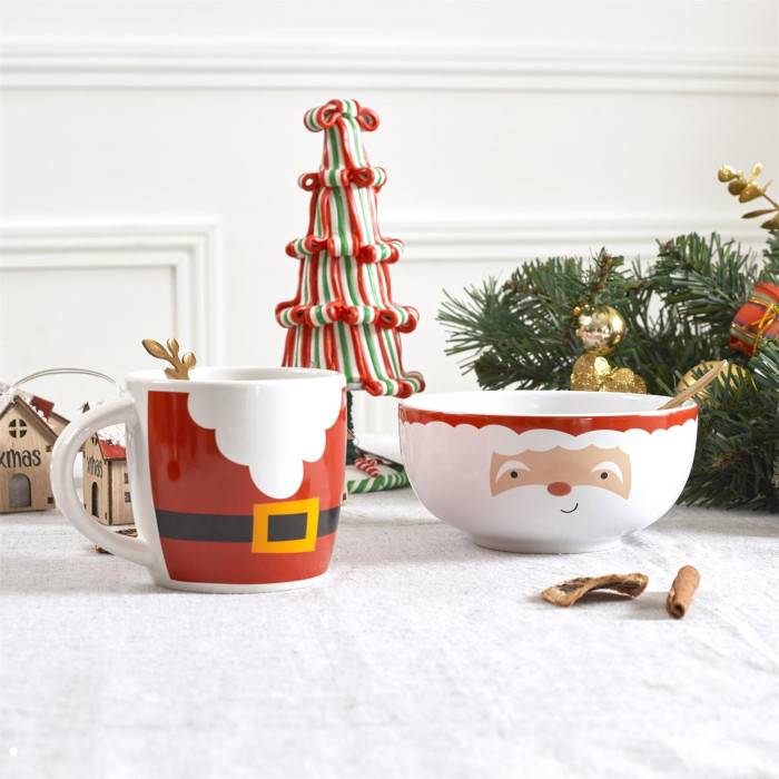 No Name - Bol et mug de Noël dolomite rouge Ø13.5 cm H.14.3 cm - Image 5