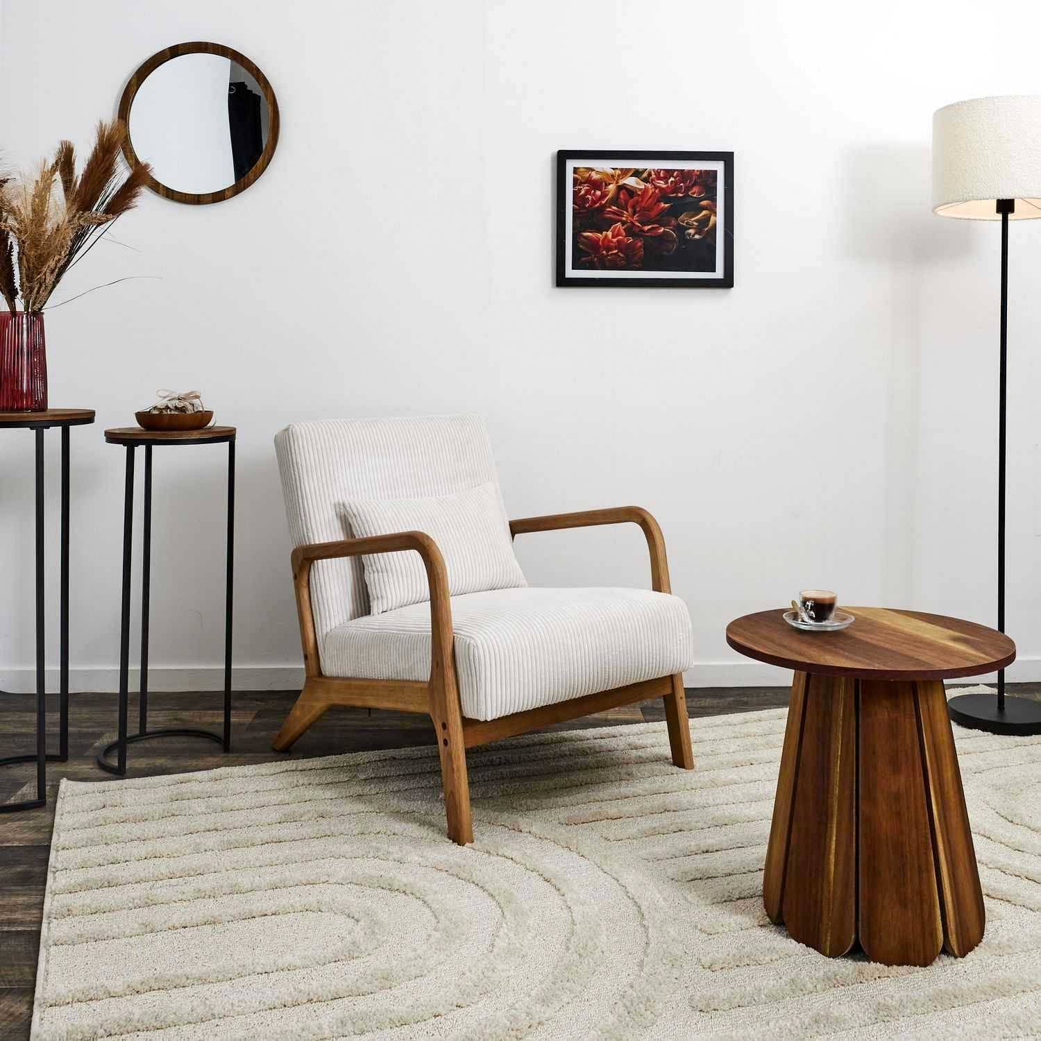 Fauteuil Scott en tissu côtelé couleur beige L.64.5 P.83.5 H.75 cm - Home deco factory - Image 6