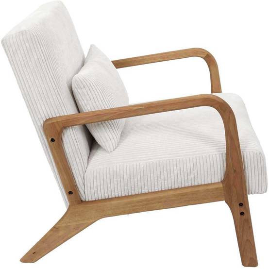Fauteuil Scott en tissu côtelé couleur beige L.64.5 P.83.5 H.75 cm - Home deco factory - Image 5