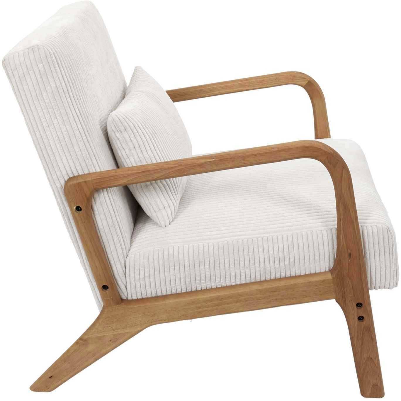 Fauteuil Scott en tissu côtelé couleur beige L.64.5 P.83.5 H.75 cm - Home deco factory - Image 5