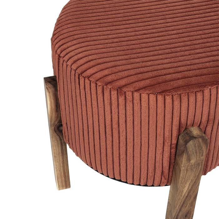 Tabouret rond côtelé en polyester terracotta Ø35xH.35 cm modèle Scott - Terracotta - Image 4