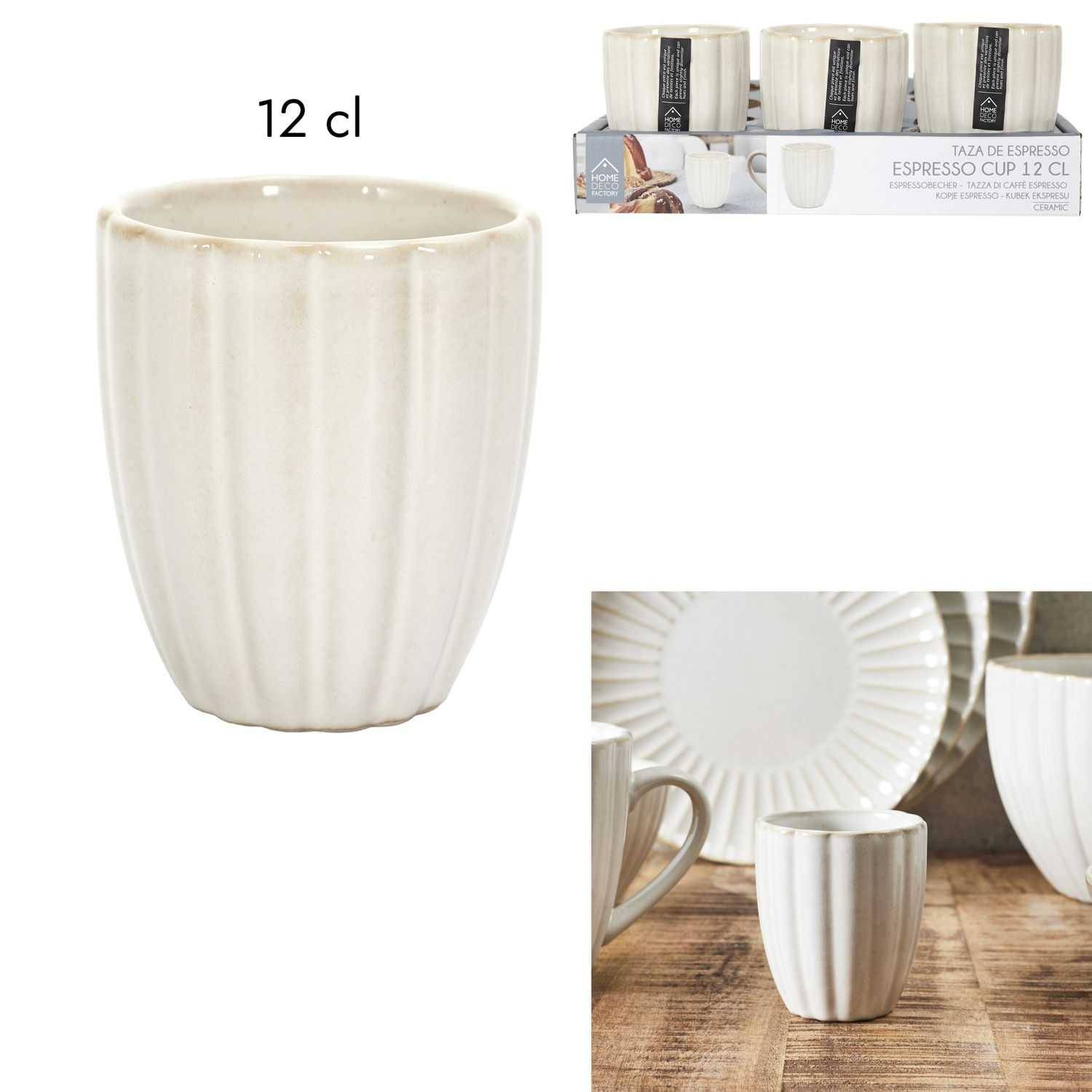 Lot de 6 tasses à café Vlora en grès beige Ø6.2 cm H.7.2 cm - The home deco factory - Image 1