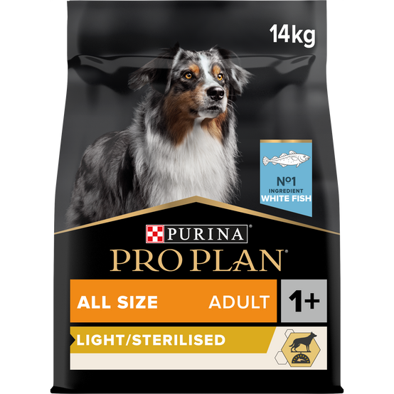Purina Pro Plan - Croquettes pour chiens adultes toutes tailles Light / Sterilised Poisson blanc 14 kg - Pro Plan - Image 1
