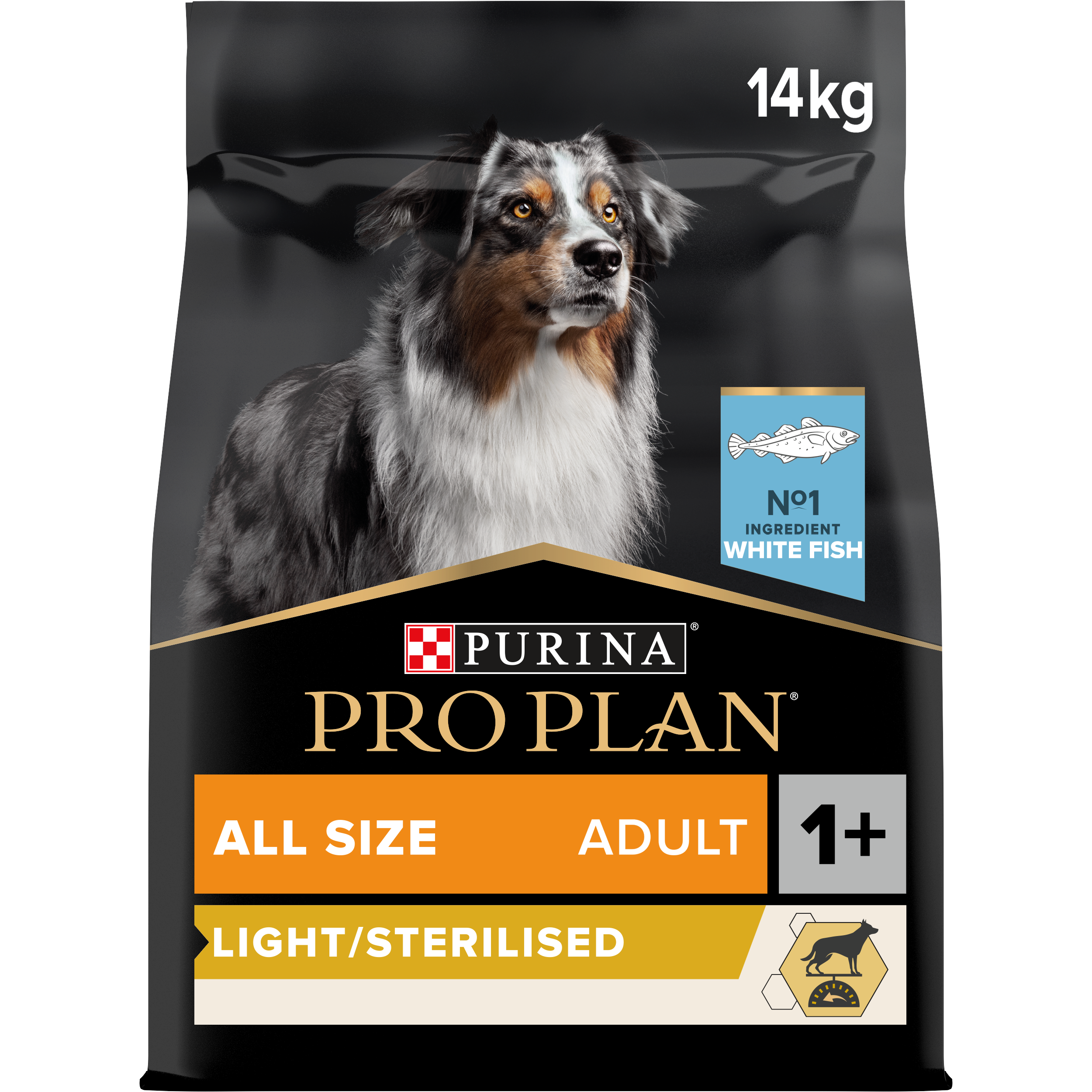 Purina Pro Plan - Croquettes pour chiens adultes toutes tailles Light / Sterilised Poisson blanc 14 kg - Pro Plan - Image 1