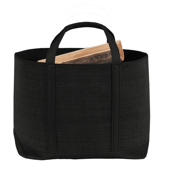 Sac à bûches tissu noir L.50 P.25 H.55 cm Belharra - Le marquier - Image 1