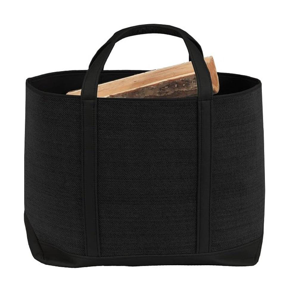 Sac à bûches tissu noir L.50 P.25 H.55 cm Belharra - Le marquier - Image 3