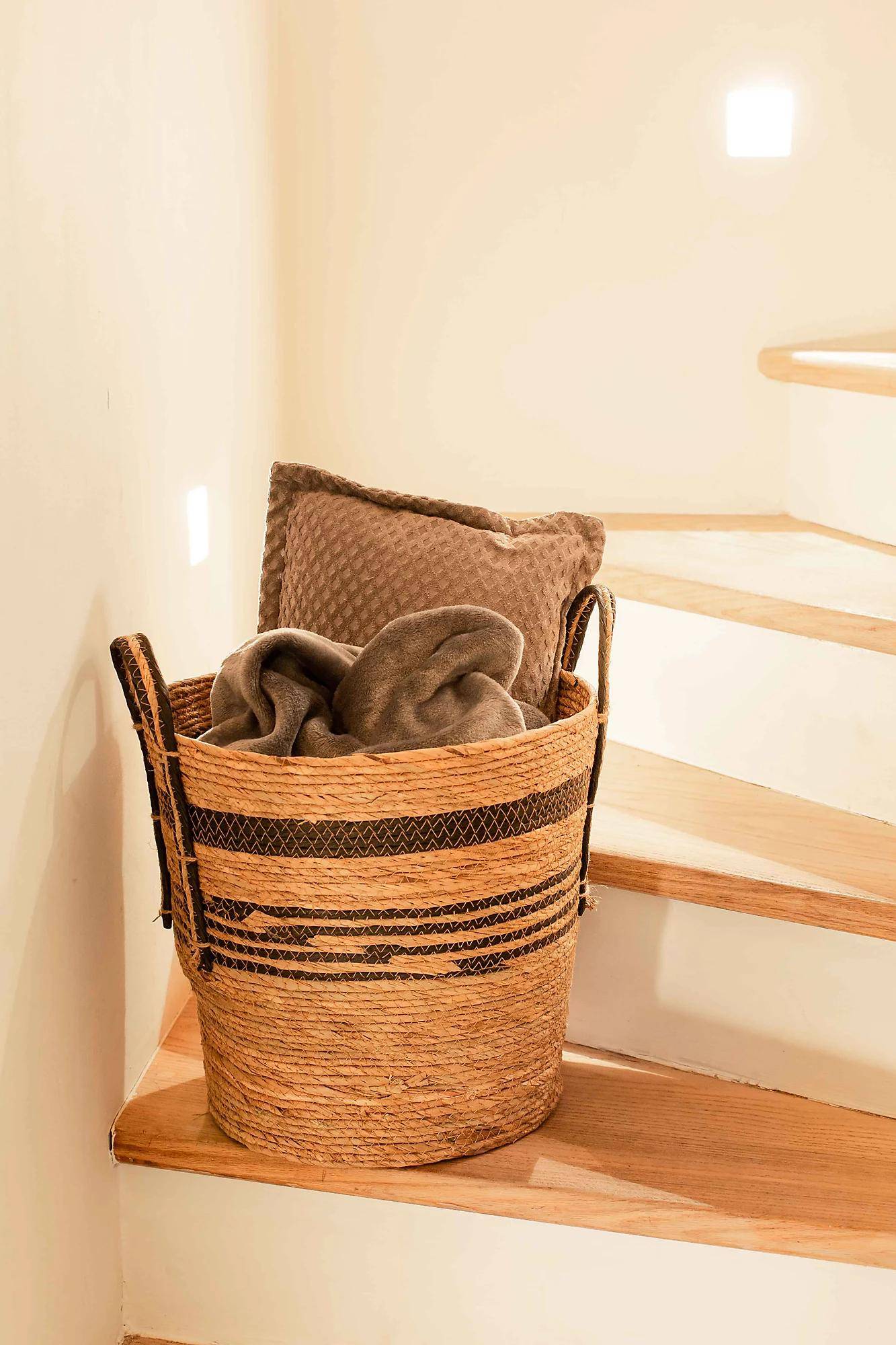 Panier à bûches Jacinthe jonc naturel L.40 cm l.40 cm H.42 cm - Le marquier