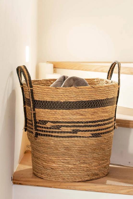 Panier à bûches Jacinthe jonc naturel L.40 cm l.40 cm H.42 cm - Le marquier - Image 3