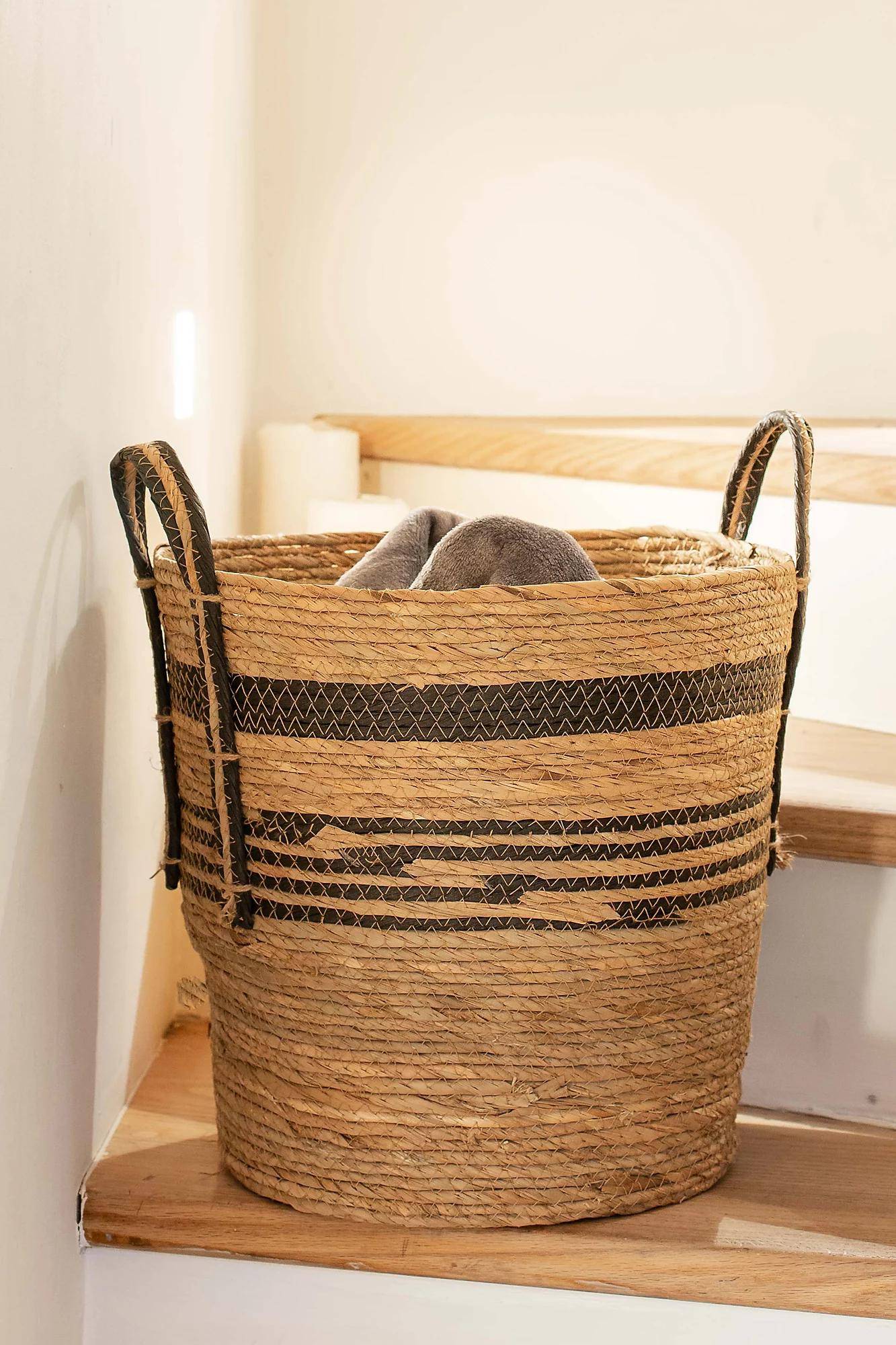 Panier à bûches Jacinthe jonc naturel L.40 cm l.40 cm H.42 cm - Le marquier - Image 3