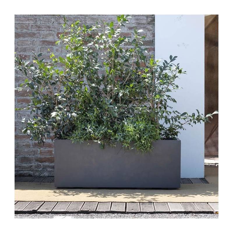 Jardinière muret plastique anthracite L.99 cm H.39 cm - Deroma - Image 2