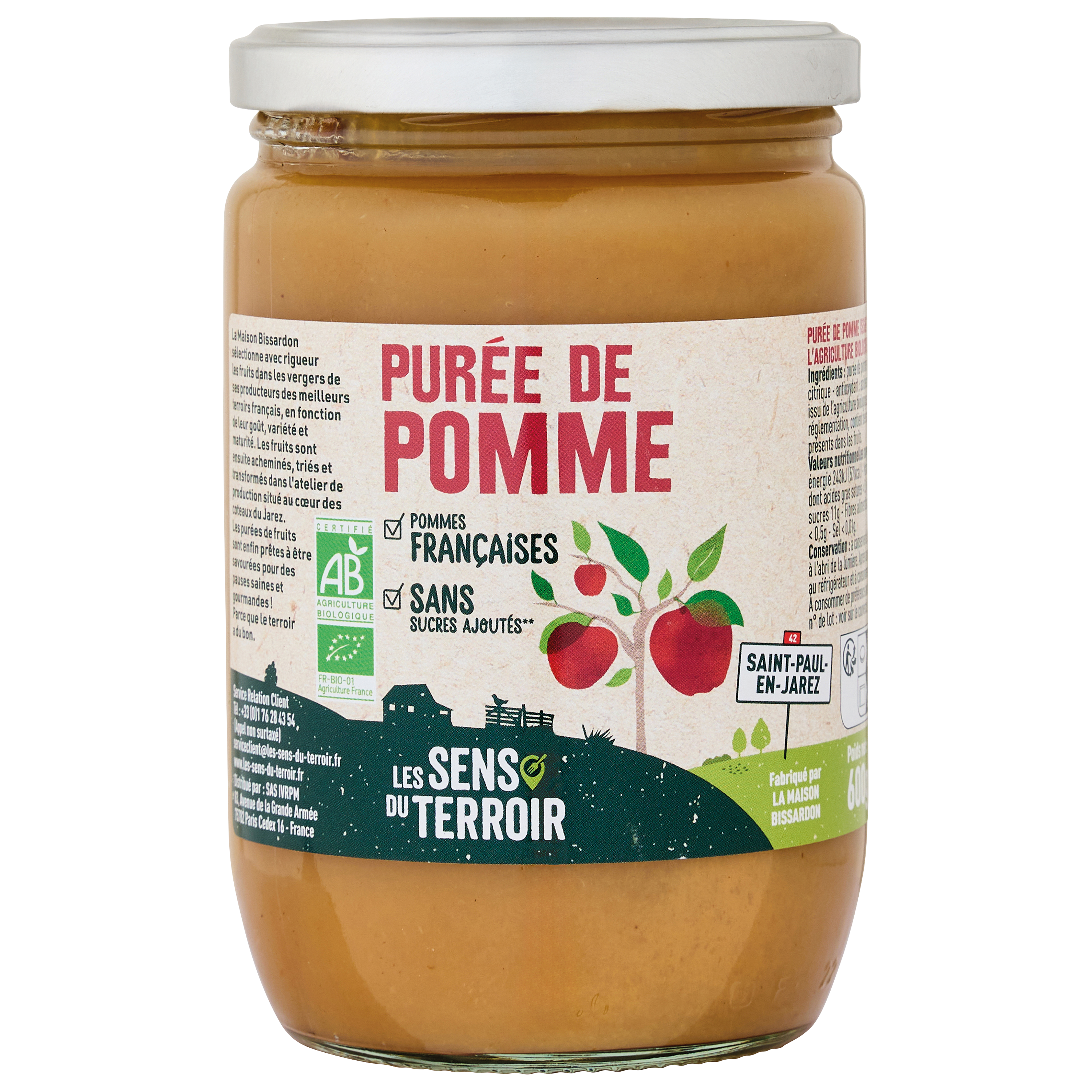 Les Sens du Terroir - Purée de pomme BIO 600 g - Les Sens du Terroir - Image 1