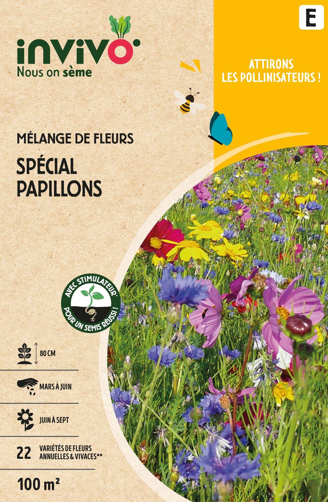 Invivo Nous On Sème - Semences mélange de fleurs spécial papillons 100 m2 - INVIVO Nous on sème