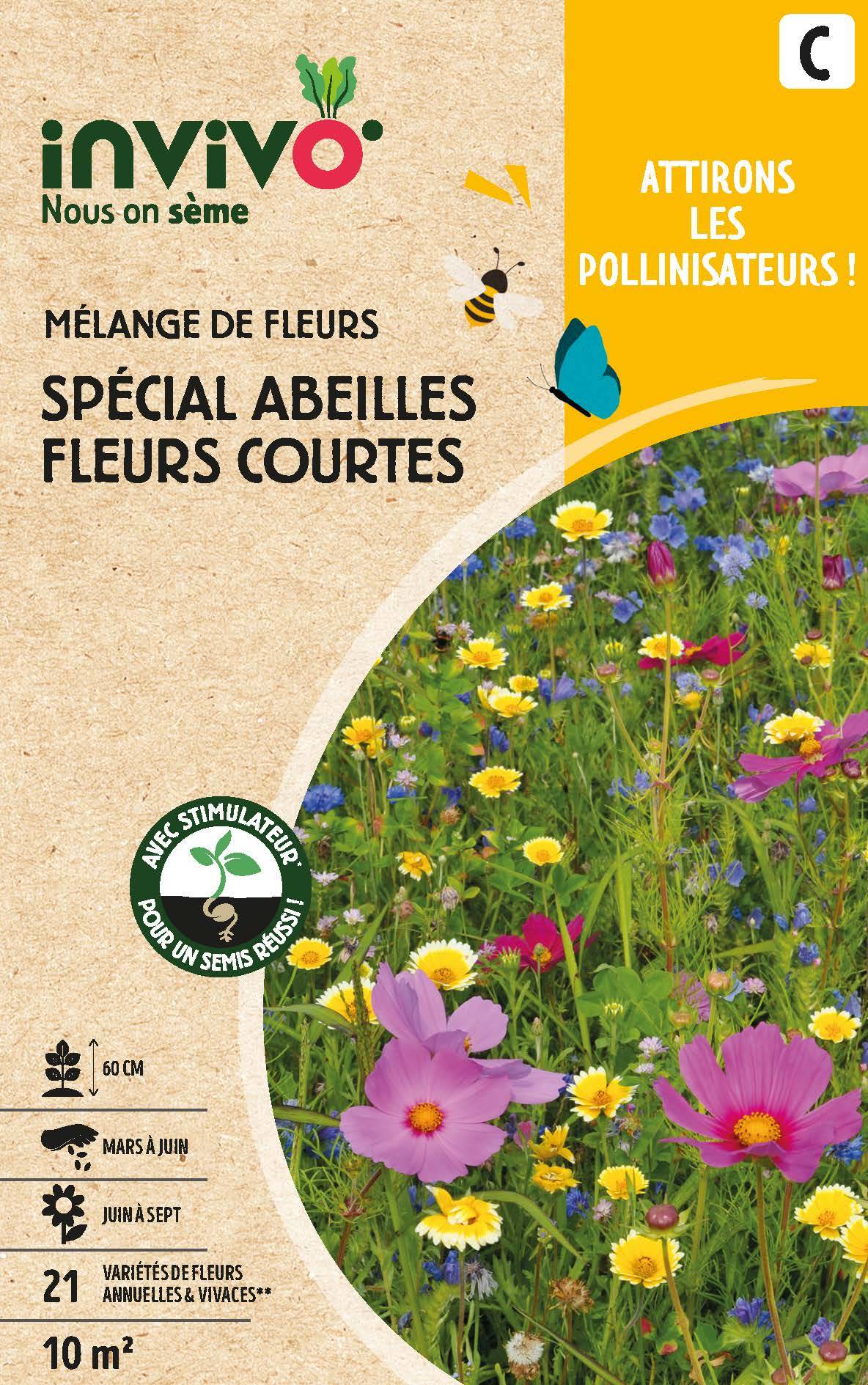 Invivo Nous On Sème - Semences Mélange de fleurs spécial abeilles fleurs courtes 10 m2 - INVIVO Nous on sème - Image 1