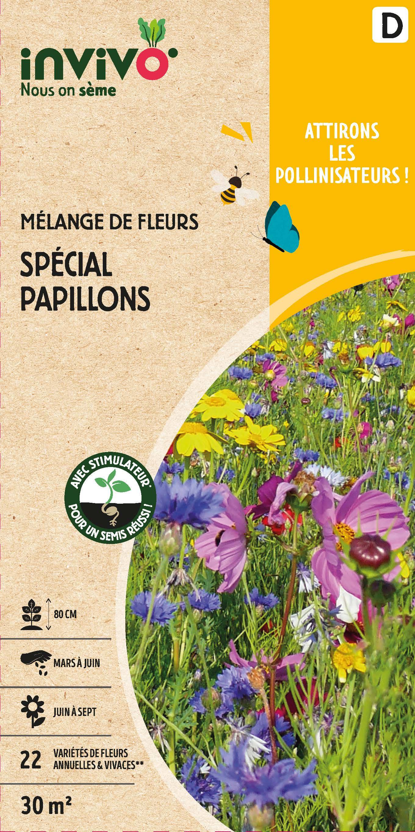 Invivo Nous On Sème - Semences mélange de fleurs spécial papillons 30 m2 - INVIVO Nous on sème