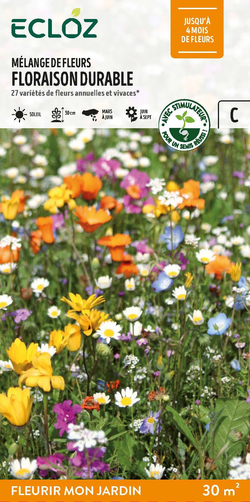 Ecloz - Semences mélange de fleurs floraison durable 30 m2 - ECLOZ