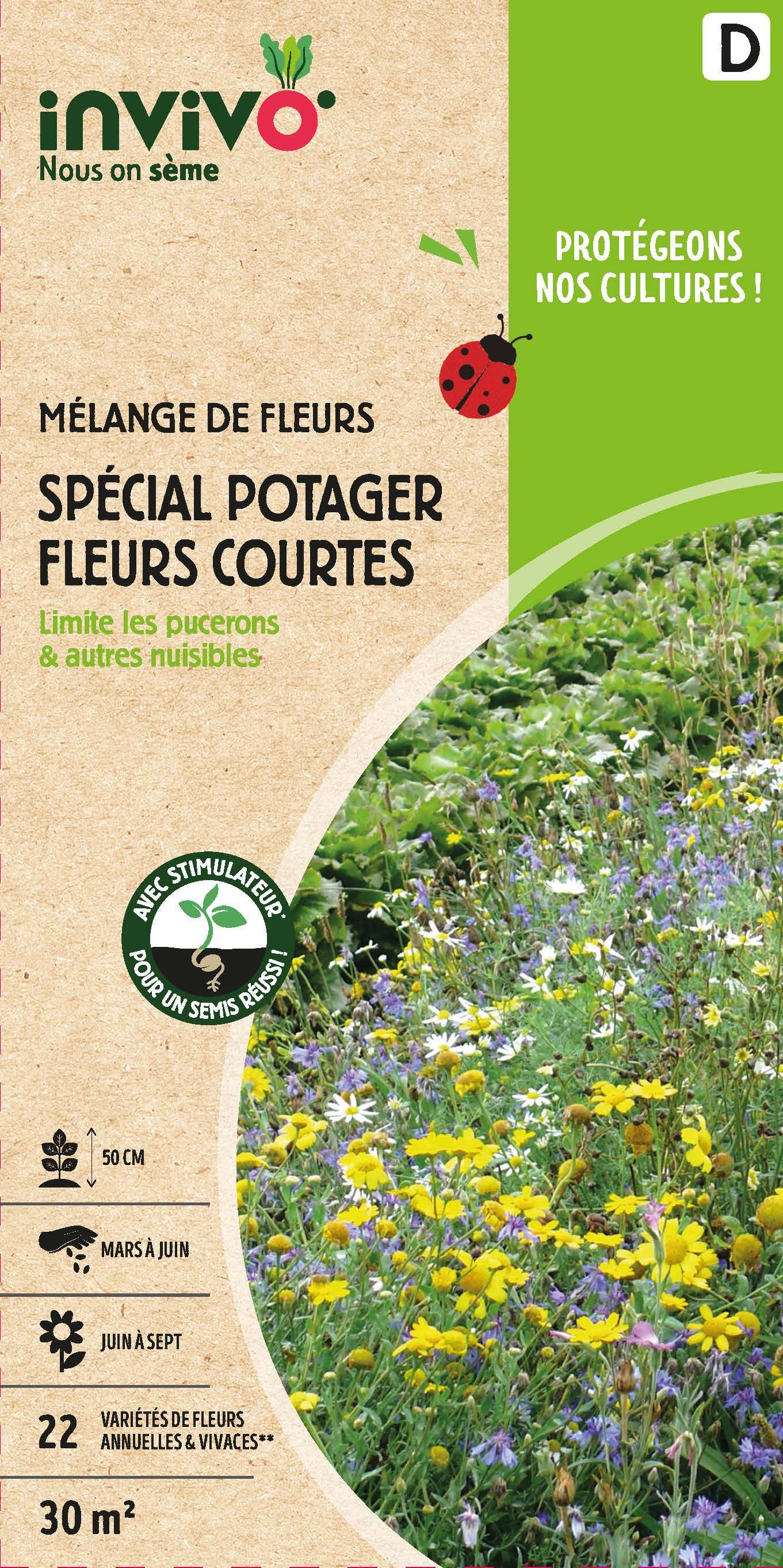 Invivo Nous On Sème - Semences mélange de fleurs spécial potager fleurs courtes 30 m2 - INVIVO Nous on sème