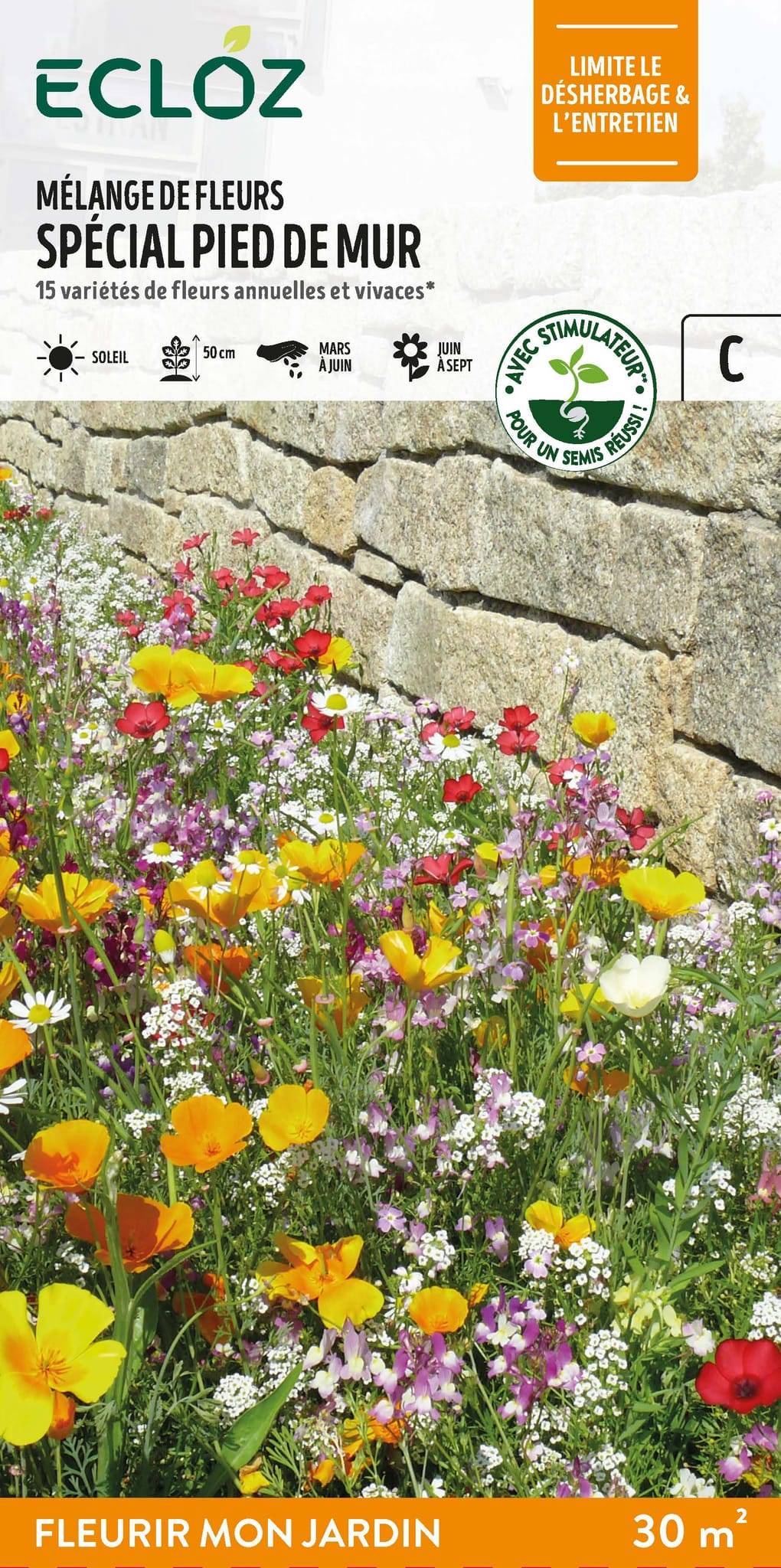 Ecloz - Semences mélange de fleurs spécial pied de mur 30 m2 - ECLOZ