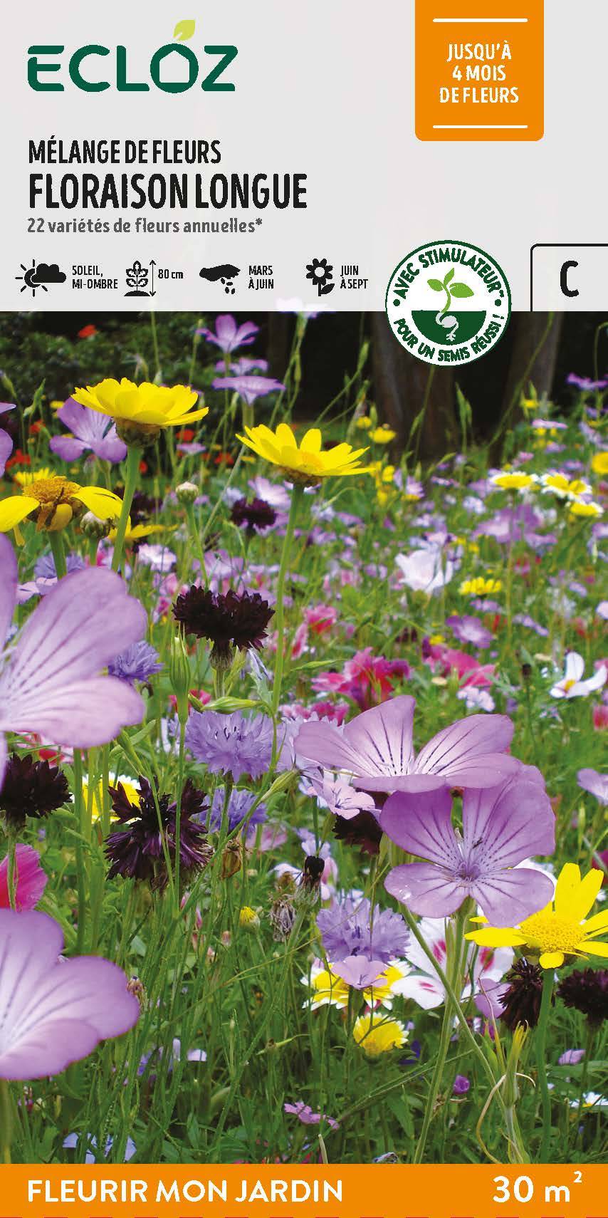 Ecloz - Semences mélange de fleurs floraison longue 30 m2 - ECLOZ