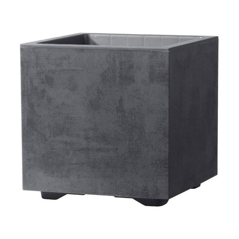 Pot de fleur cube plastique anthracite L.25 cm H.25 cm modèle Millennium R - Deroma - Image 5