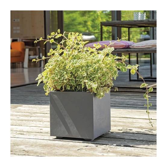 Pot de fleur cube plastique anthracite L.25 cm H.25 cm modèle Millennium R - Deroma - Image 4